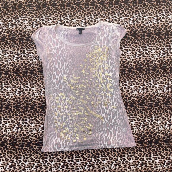 ♡︎ y2k gold animal print tee ♡︎ - Picture 1 of 6